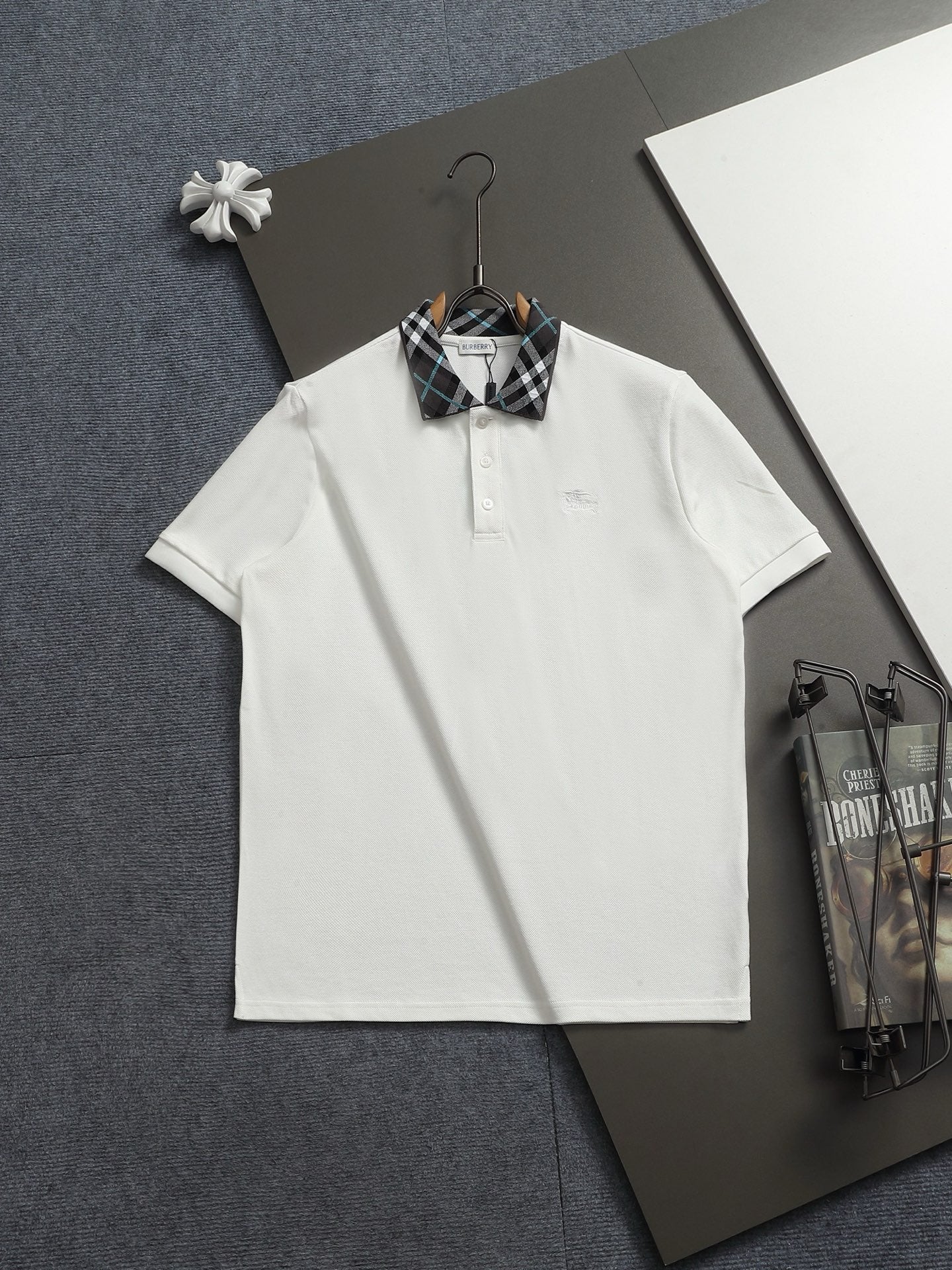 260113 New high-quality classic check-patterned woven collar polo