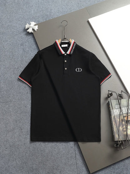 260113 New high-quality letter-stitched multi-color patch-neck Polo