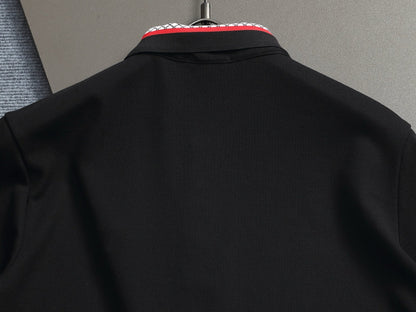 260113 New high-quality letter-stitched multi-color patch-neck Polo