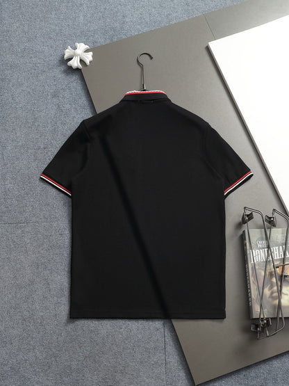 260113 New high-quality letter-stitched multi-color patch-neck Polo