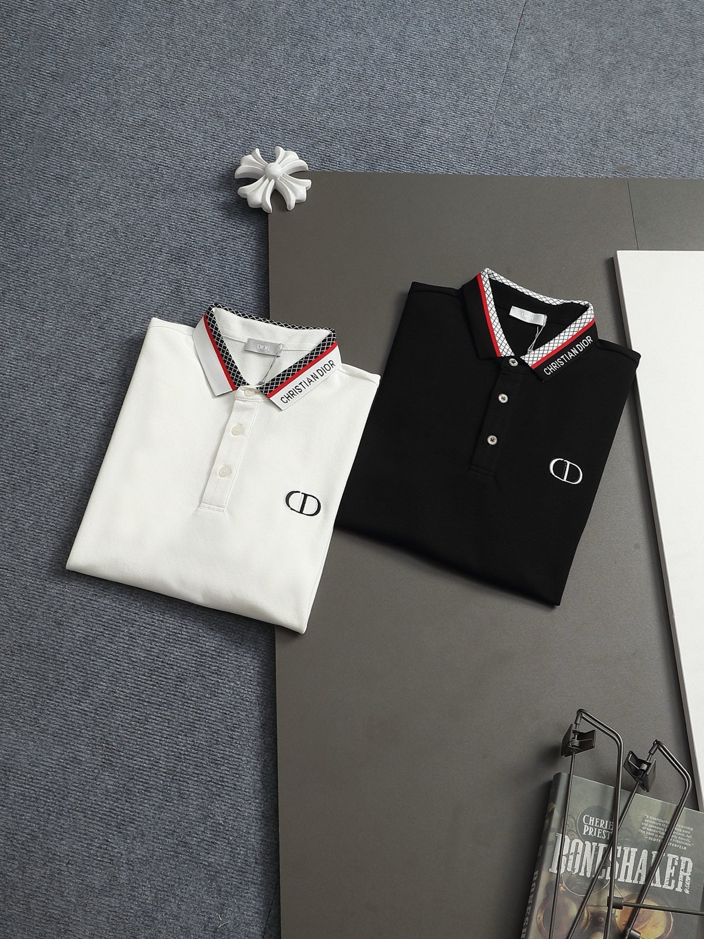 260113 New high-quality letter-stitched multi-color patch-neck Polo