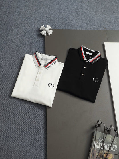 260113 New high-quality letter-stitched multi-color patch-neck Polo