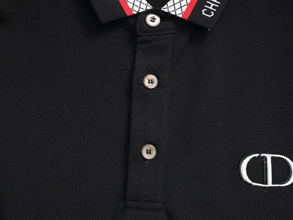 260113 New high-quality letter-stitched multi-color patch-neck Polo