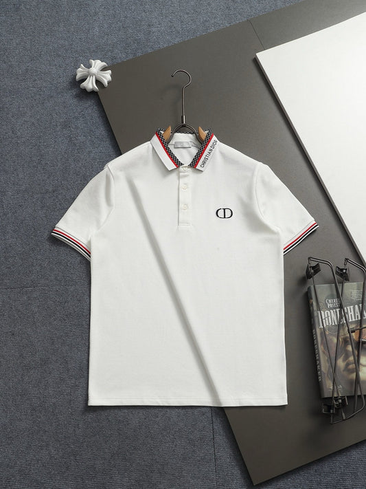 260113 New high-quality letter-stitched multi-color patch-neck Polo