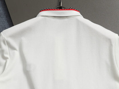 260113 New high-quality letter-stitched multi-color patch-neck Polo
