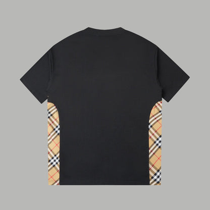 260120 New high-quality checked patchwork embroidered T-shirt