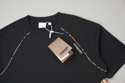 260120 New high-quality checked patchwork embroidered T-shirt