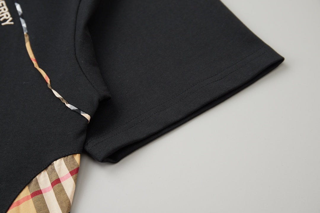 260120 New high-quality checked patchwork embroidered T-shirt