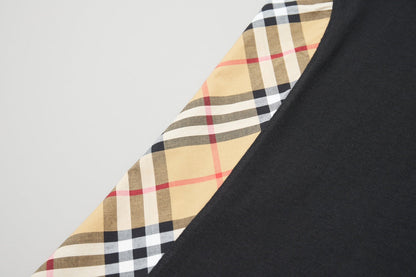 260120 New high-quality checked patchwork embroidered T-shirt
