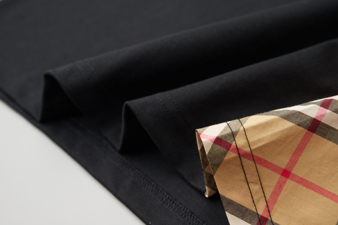 260120 New high-quality checked patchwork embroidered T-shirt
