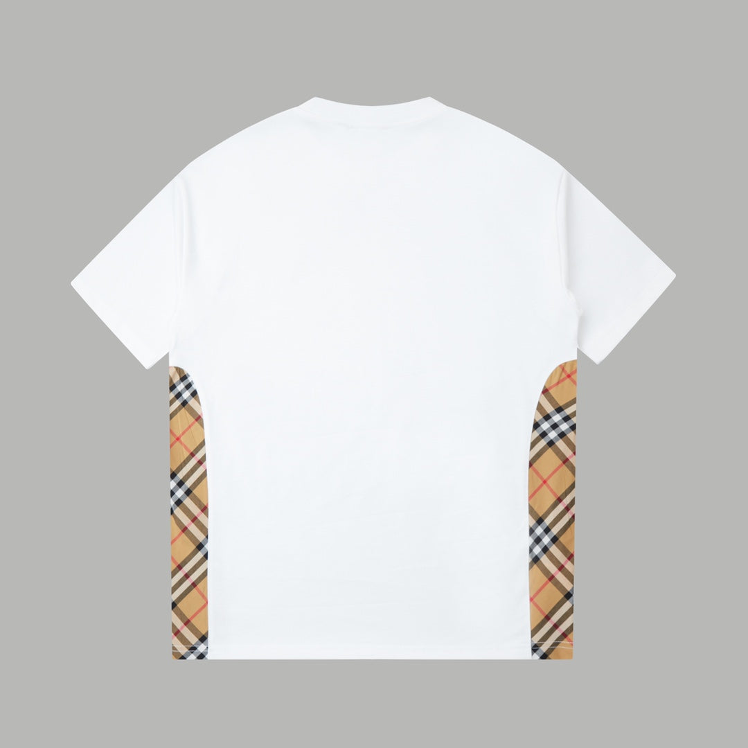 260120 New high-quality checked patchwork embroidered T-shirt