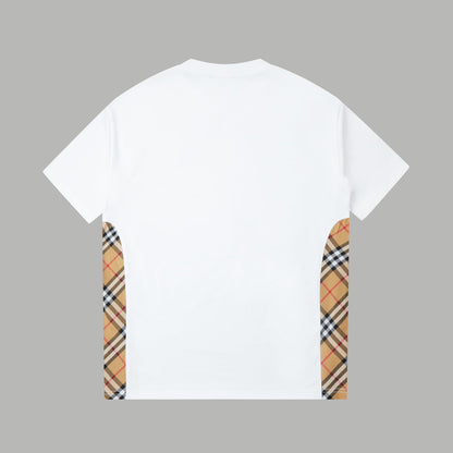 260120 New high-quality checked patchwork embroidered T-shirt