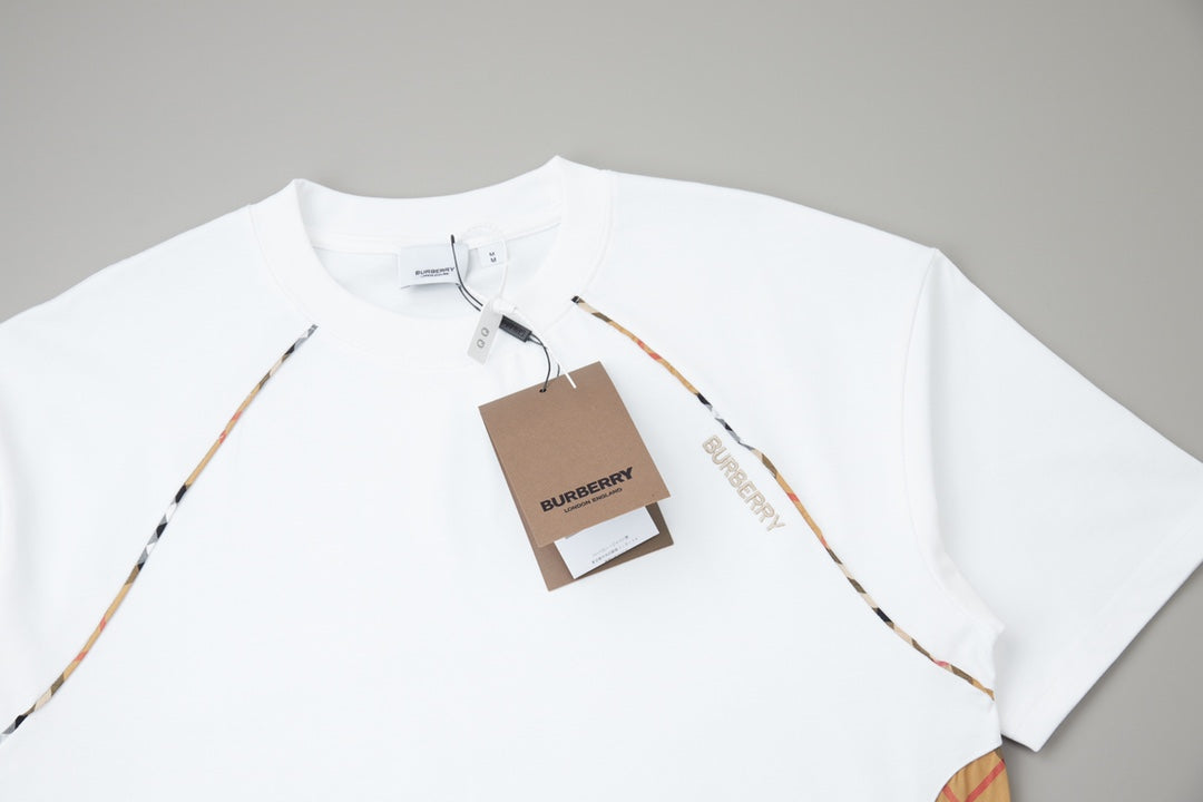 260120 New high-quality checked patchwork embroidered T-shirt