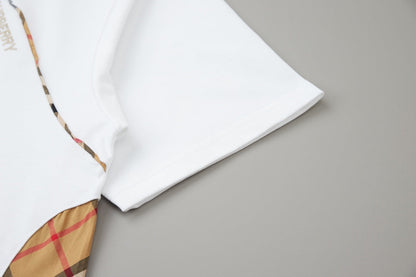 260120 New high-quality checked patchwork embroidered T-shirt