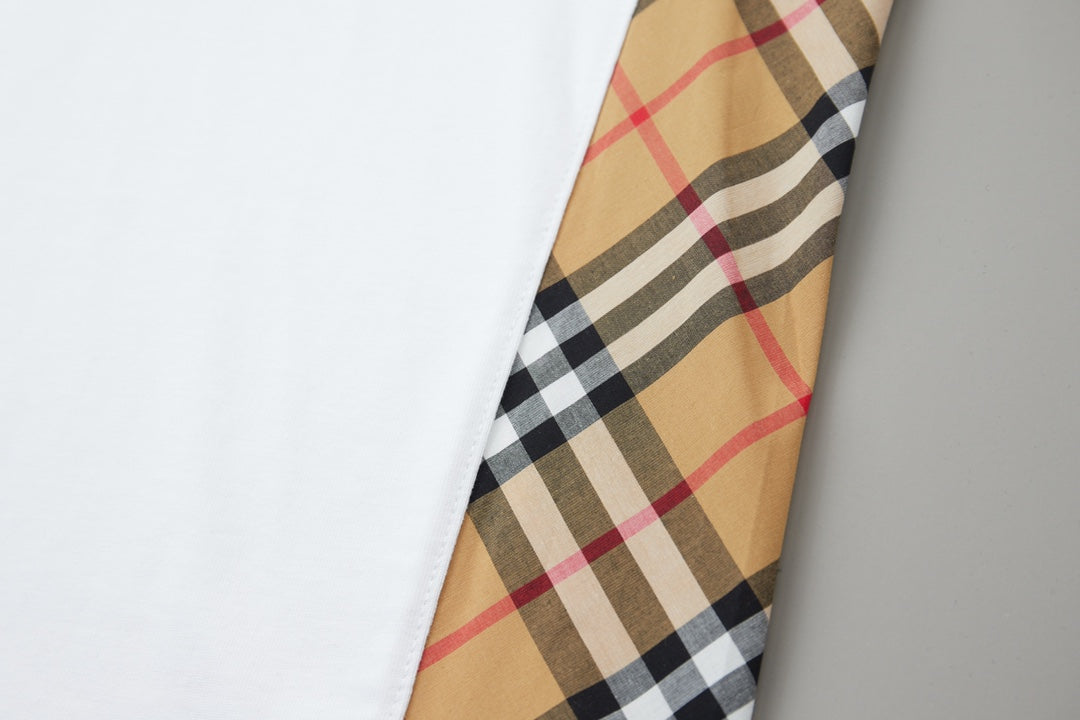 260120 New high-quality checked patchwork embroidered T-shirt