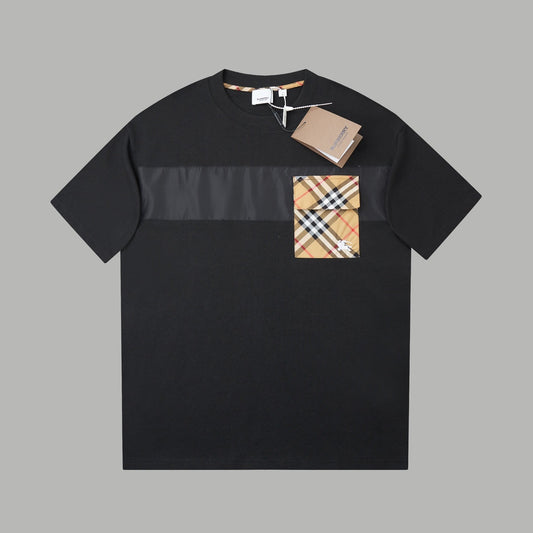 260120 New high-quality checked patchwork embroidered T-shirt