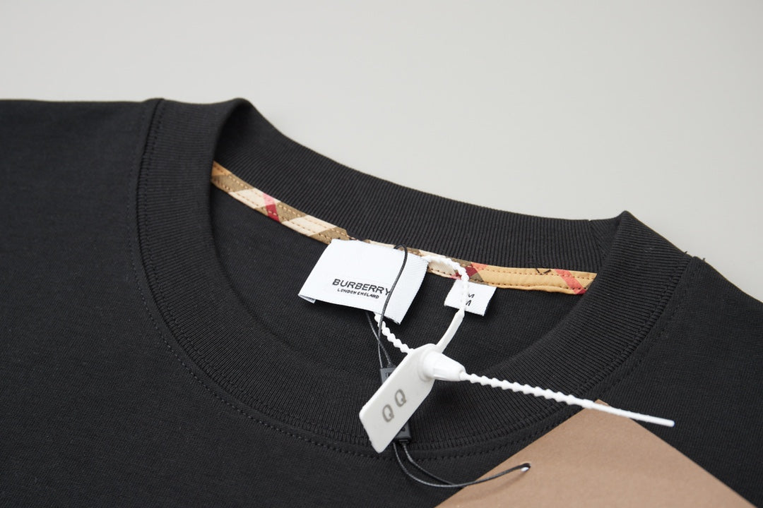 260120 New high-quality checked patchwork embroidered T-shirt