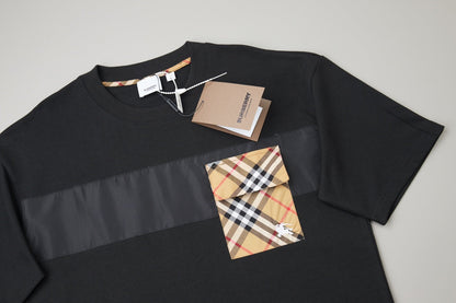 260120 New high-quality checked patchwork embroidered T-shirt