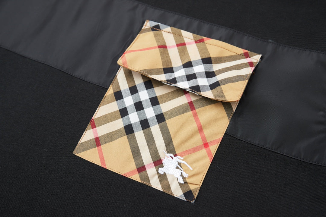 260120 New high-quality checked patchwork embroidered T-shirt