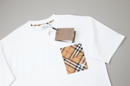 260120 New high-quality checked patchwork embroidered T-shirt