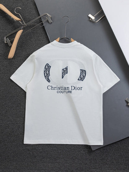 260120 New high-quality embroidered patchwork color-matched T-shirt