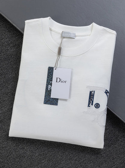 260120 New high-quality embroidered patchwork color-matched T-shirt