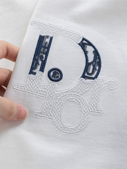 260120 New high-quality embroidered patchwork color-matched T-shirt