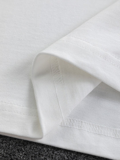 260120 New high-quality embroidered patchwork color-matched T-shirt