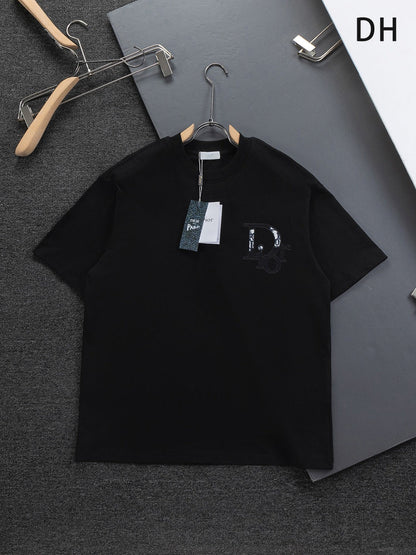 260120 New high-quality embroidered patchwork color-matched T-shirt