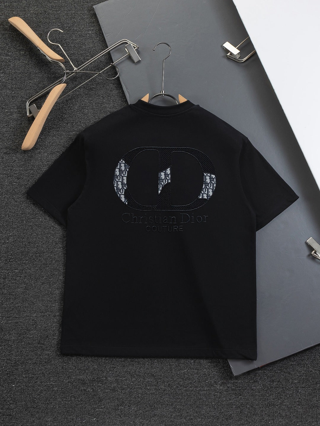 260120 New high-quality embroidered patchwork color-matched T-shirt