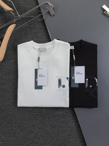 260120 New high-quality embroidered patchwork color-matched T-shirt