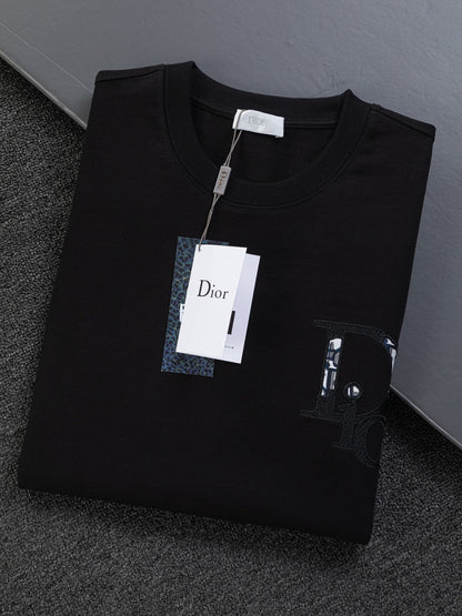 260120 New high-quality embroidered patchwork color-matched T-shirt