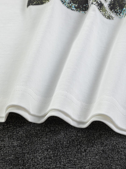 260120 New high-quality and elaborately crafted plush foam printed T-shirt