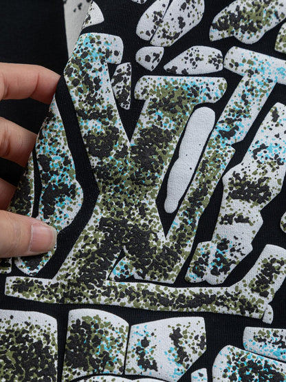 260120 New high-quality and elaborately crafted plush foam printed T-shirt