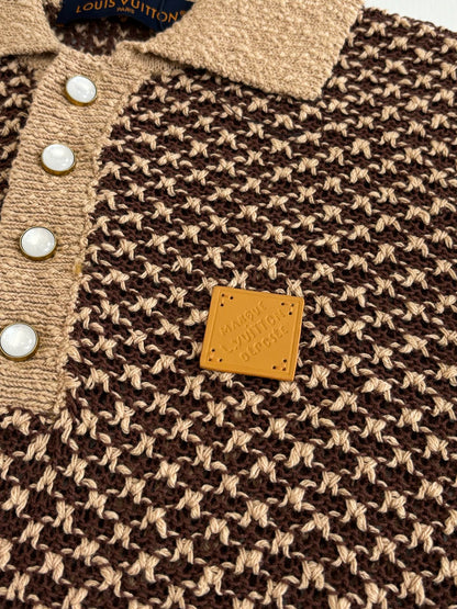 260120 New high-quality mesh thick-needle knitted short-sleeved Polo shirt