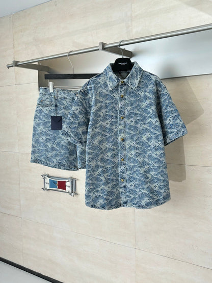 260120 New high-quality washed full-print jacquard denim jacket
