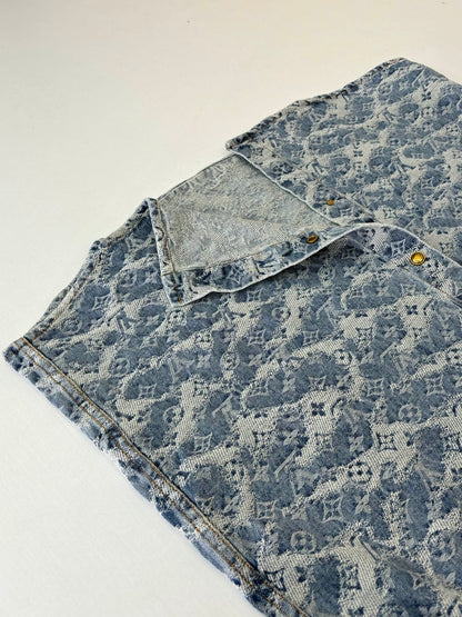 260120 New high-quality washed full-print jacquard denim jacket