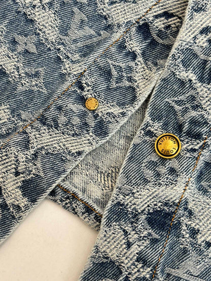 260120 New high-quality washed full-print jacquard denim jacket