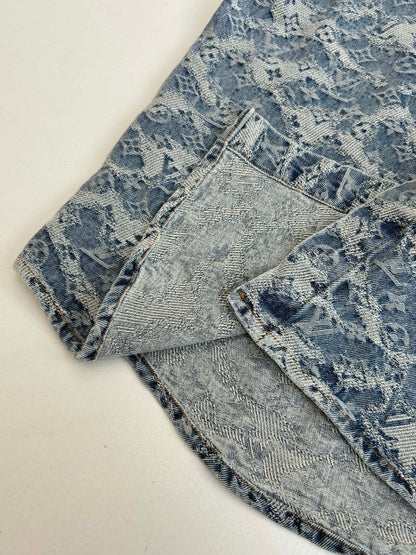 260120 New high-quality washed full-print jacquard denim jacket
