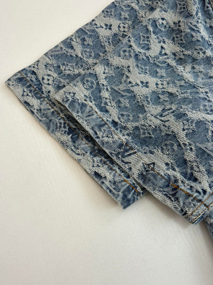 260120 New high-quality washed full-print jacquard denim jacket