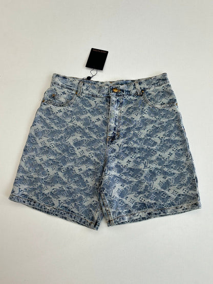 260120 New high-quality washed full-print jacquard denim shorts