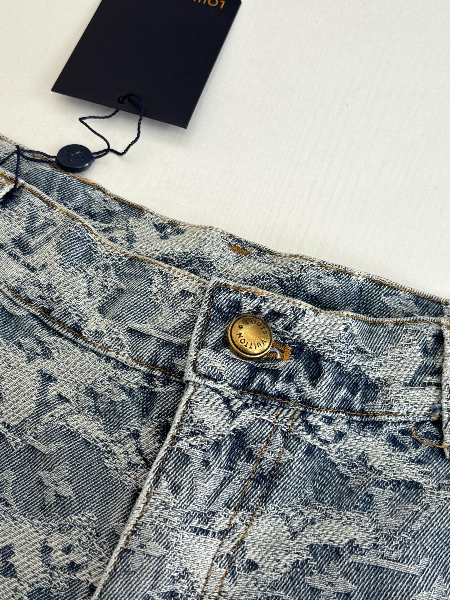 260120 New high-quality washed full-print jacquard denim shorts