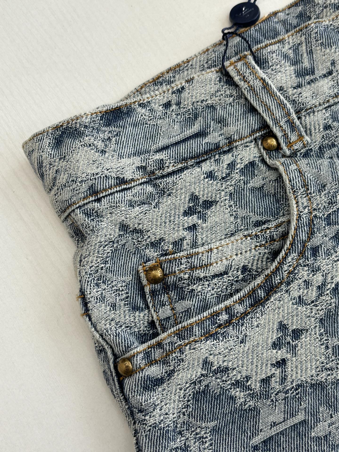 260120 New high-quality washed full-print jacquard denim shorts