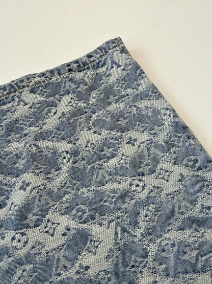260120 New high-quality washed full-print jacquard denim shorts