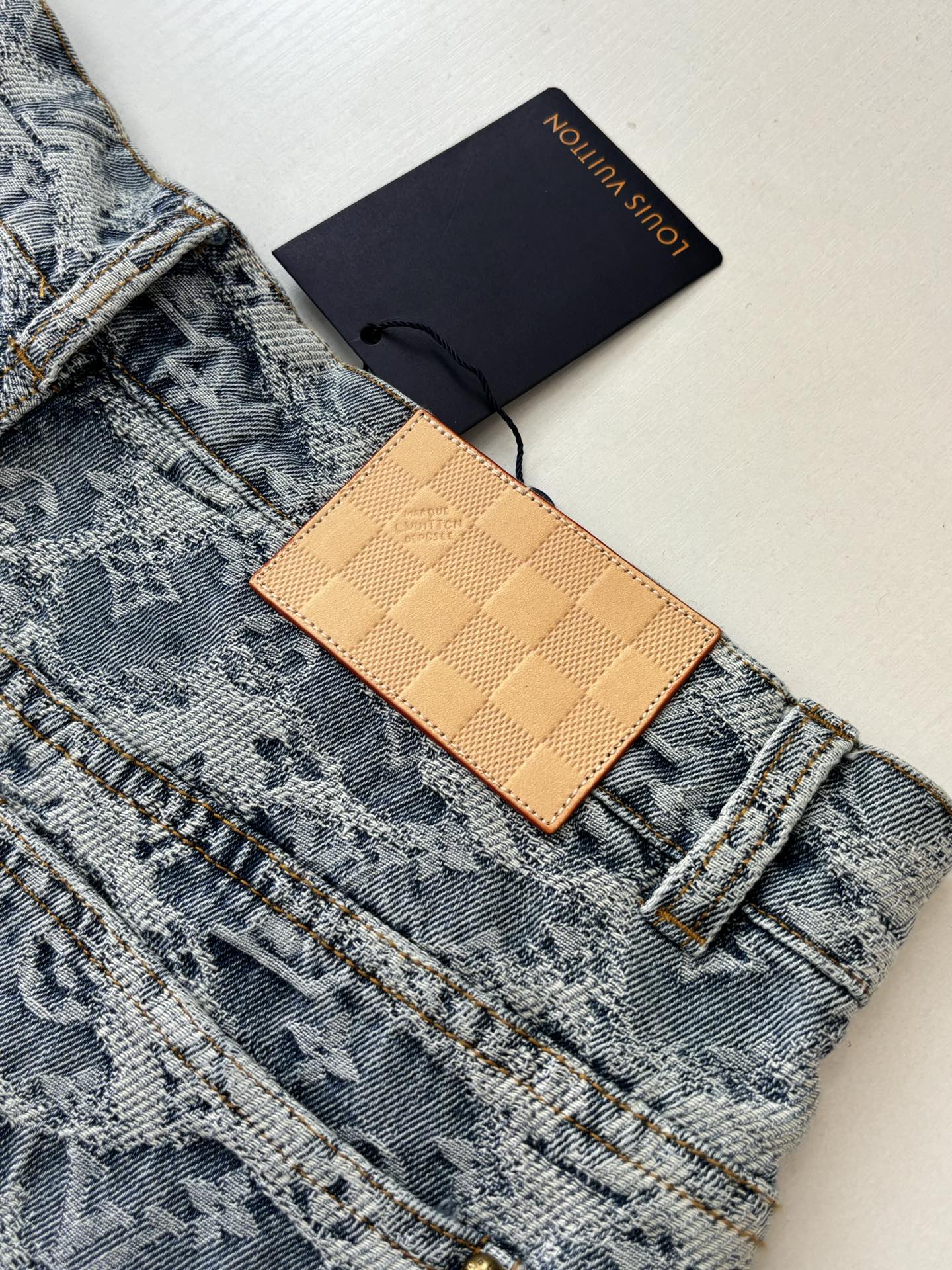 260120 New high-quality washed full-print jacquard denim shorts