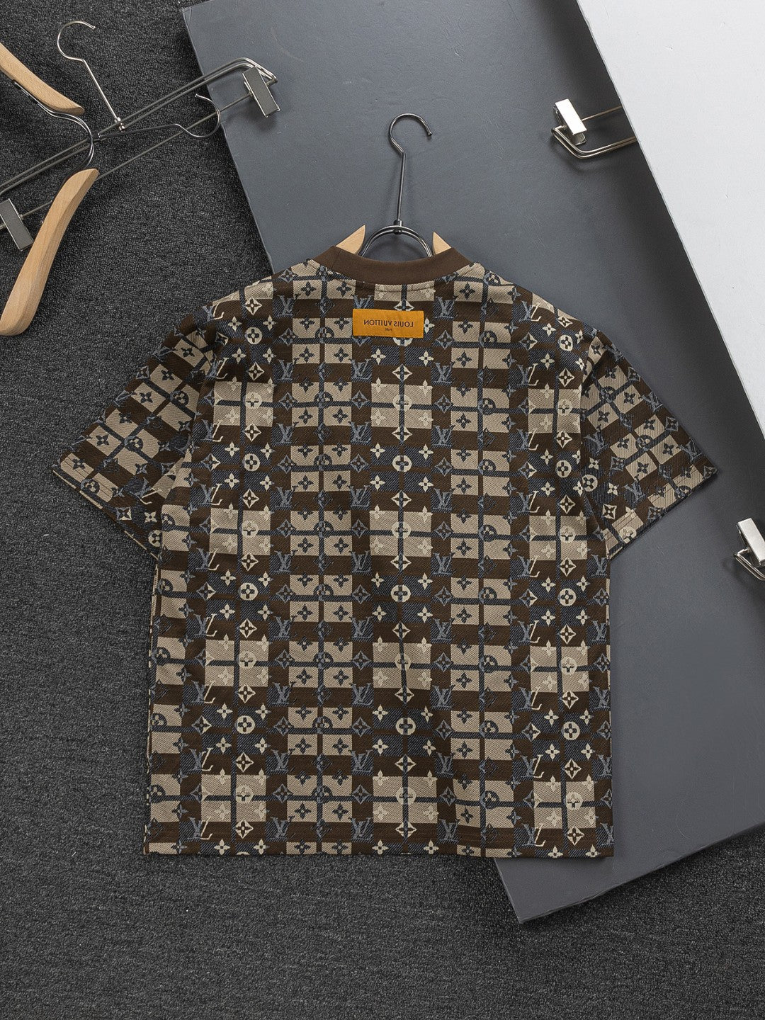 260306 New high-quality multi-color jacquard checkered T-shirt