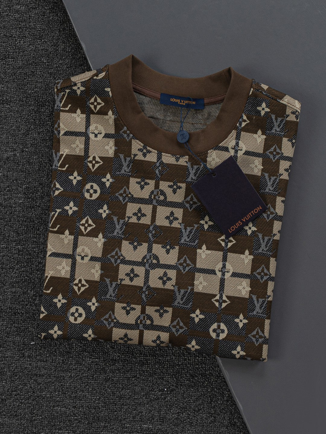 260306 New high-quality multi-color jacquard checkered T-shirt