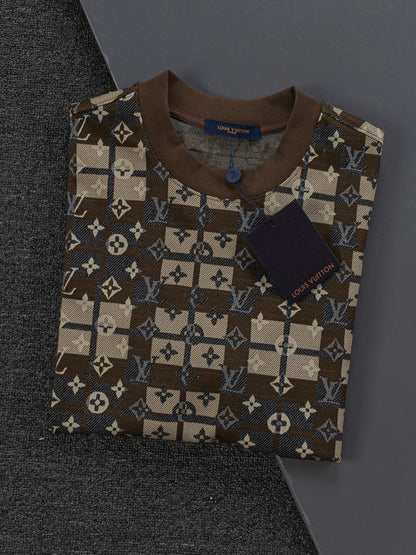 260306 New high-quality multi-color jacquard checkered T-shirt