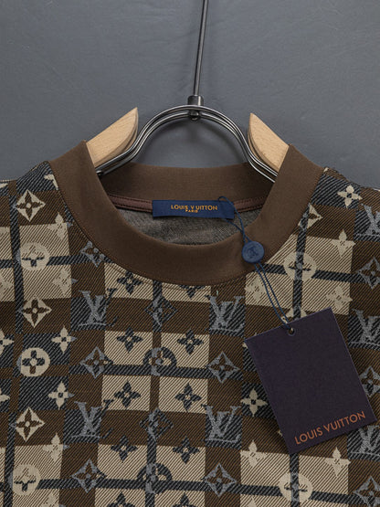 260306 New high-quality multi-color jacquard checkered T-shirt