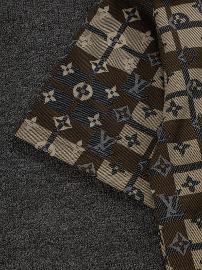 260306 New high-quality multi-color jacquard checkered T-shirt